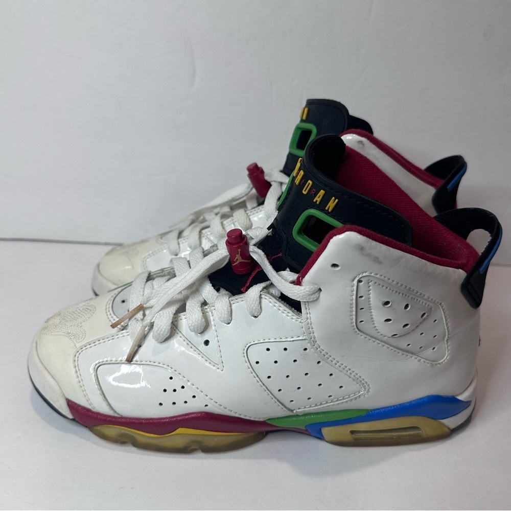 Jordan 6 Kids White and Red Sneakers - Picture 5 of 8